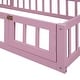 preview thumbnail 14 of 88, Wooden Floor Bed wFence Railings and Detachable House Shape Headboard Platform Bed, Kids Montessori Style Playhouse Frame Bed