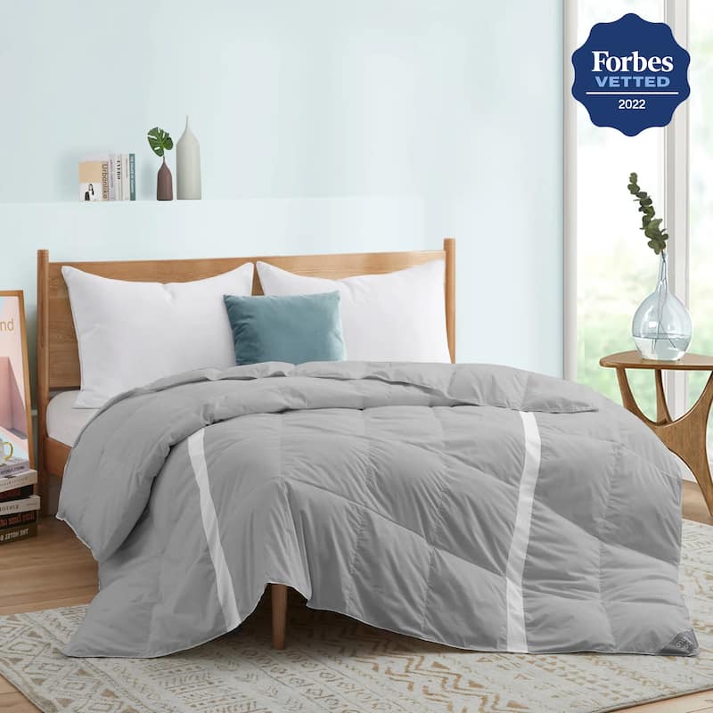 600 FP Cooling Lightweight Breathable White Down Comforter for Hot Sleeper, Mesh Design Summer Blanket