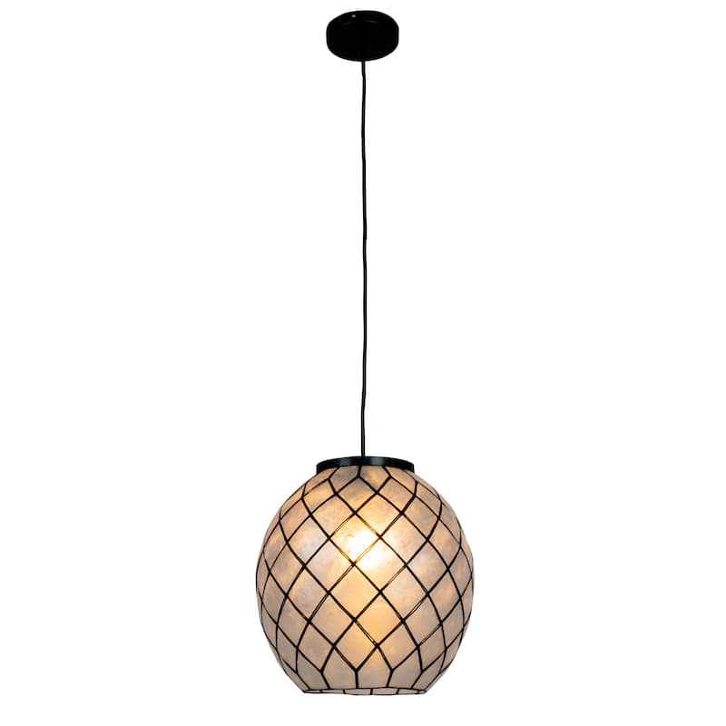 Marina Natural Capiz and Metal Orb Pendant Ceiling Light