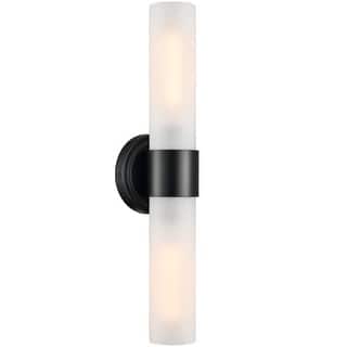 Skyros Modern Bathroom Sconces Cylinder Frosted Glass, 2-Bulbs