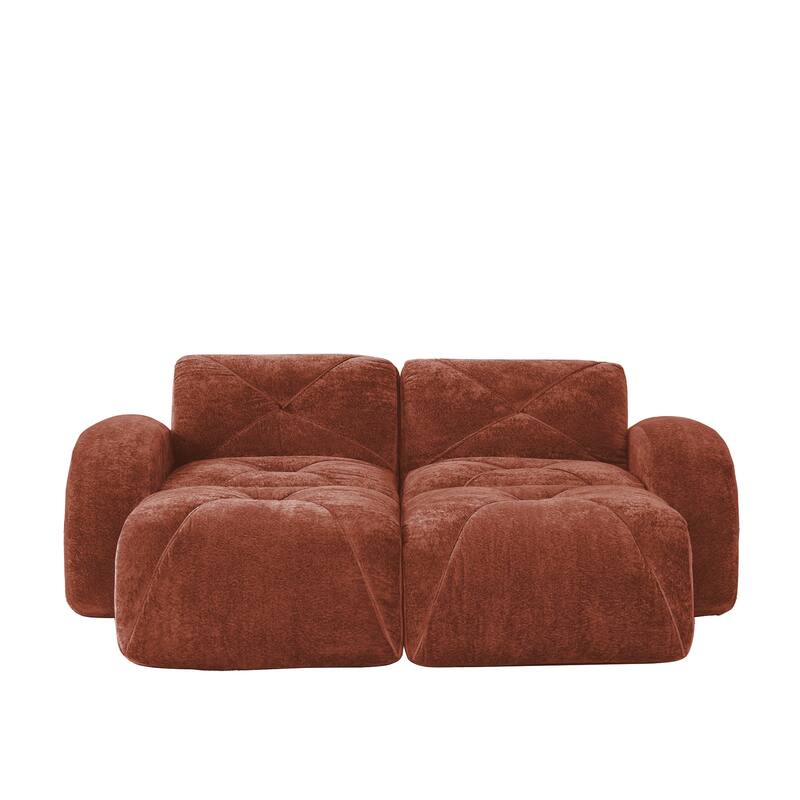 Velvet Tufted Loveseat Sofa Modular Couch, Boneless Deep Seat 2-Seater Couch, Available with/without Ottoman