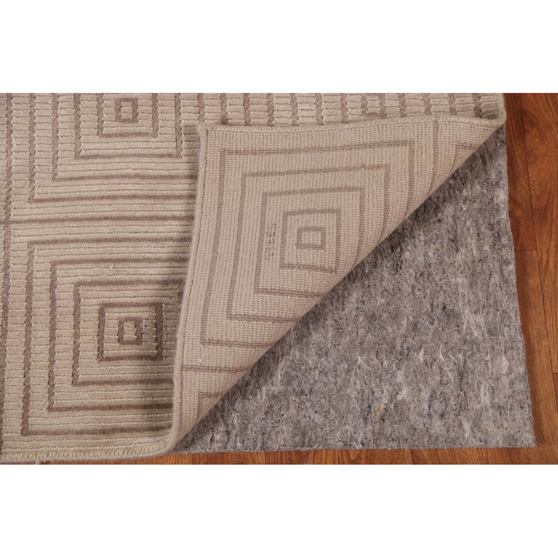 All-Over Geometric Nepalese Modern Area Rug Hand-Knotted Wool Carpet - 6'0"x 8'7"