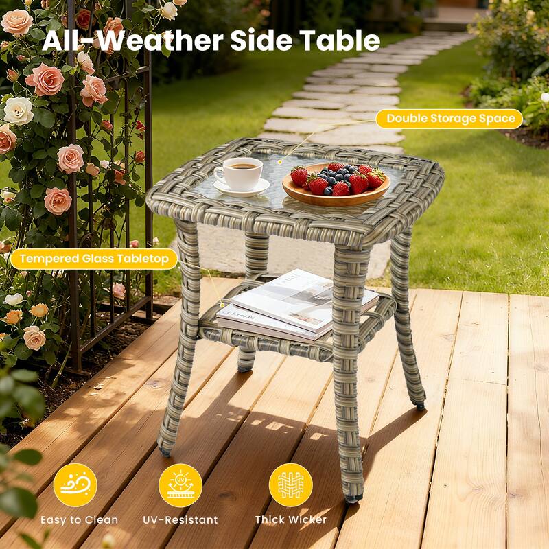 HOOOWOOO 10-piece Outdoor Furniture Wicker Swivel Rocking Chair Set