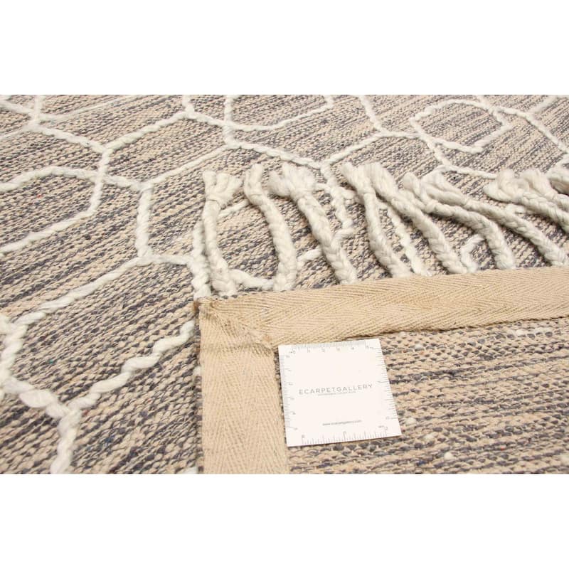 ECARPETGALLERY Braid weave Sienna Light Khaki Wool Rug - 5'0 x 6'9