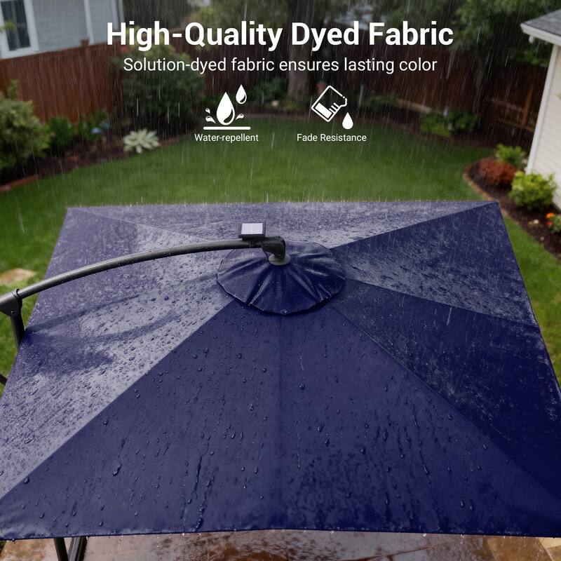Sonkuki Outdoor 8.2x8.2FT LED lighted Patio Offset umbrella for Garden