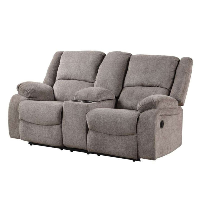 Cem Manual Reclining Loveseat, Pillow Tufted, Mocha Gray Chenille