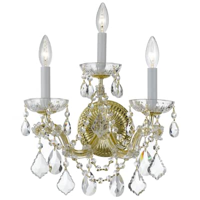 Maria Theresa 3 Light Clear Crystal Gold Sconce - 14'' W x 14'' H x 10'' D