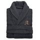 preview thumbnail 2 of 28, Authentic Hotel and Spa Charcoal Grey with Gold Monogrammed Herringbone Weave Turkish Cotton Unisex Bath Robe S/M - A