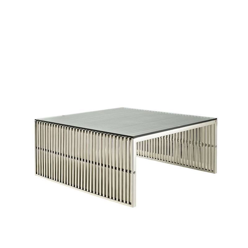 Slate Coffee Table (Glass Top) - Silver