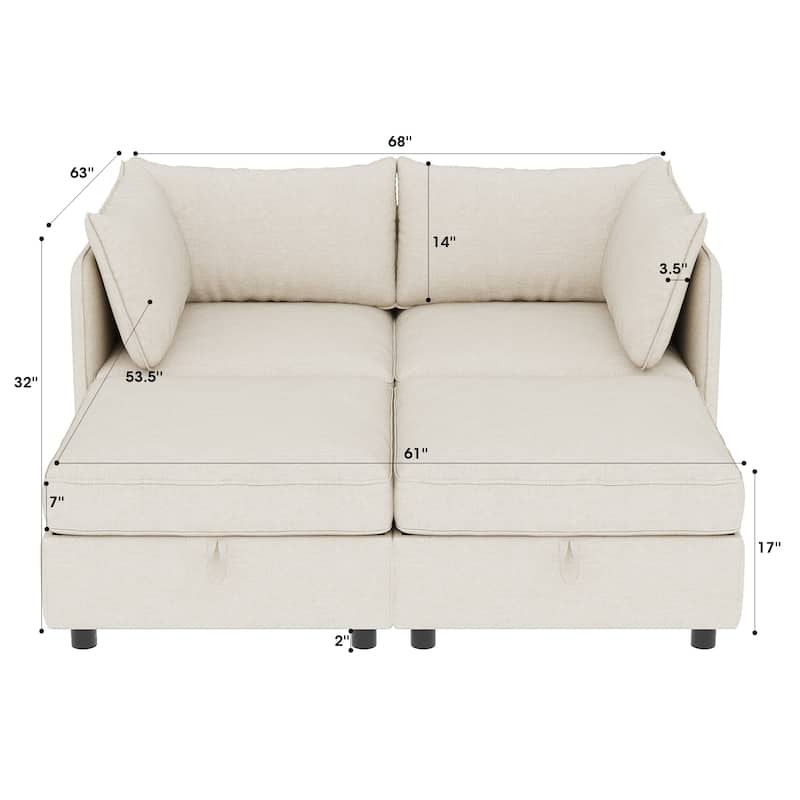 Christopher Knight Home - Tobias Space-Saving Mid-Century Modern Sofa with Chaise and Hidden Storage