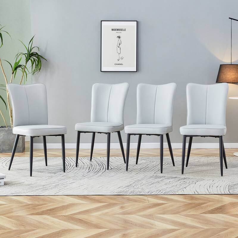 Dining Chairs with Curved Backrest And Seat Cushions Set Of 4
