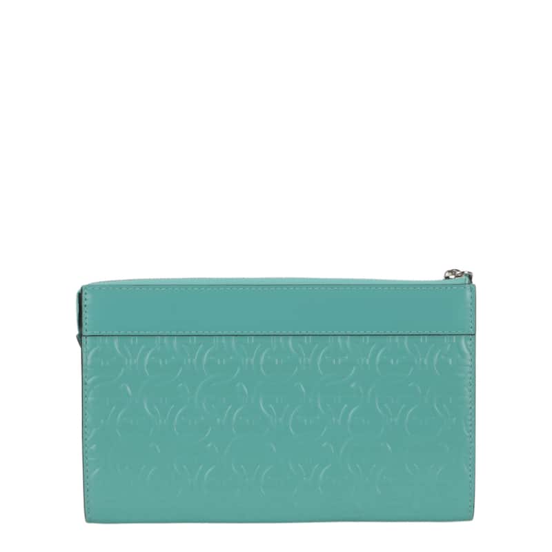 Ferragamo Gancini Embossed Leather Clutch