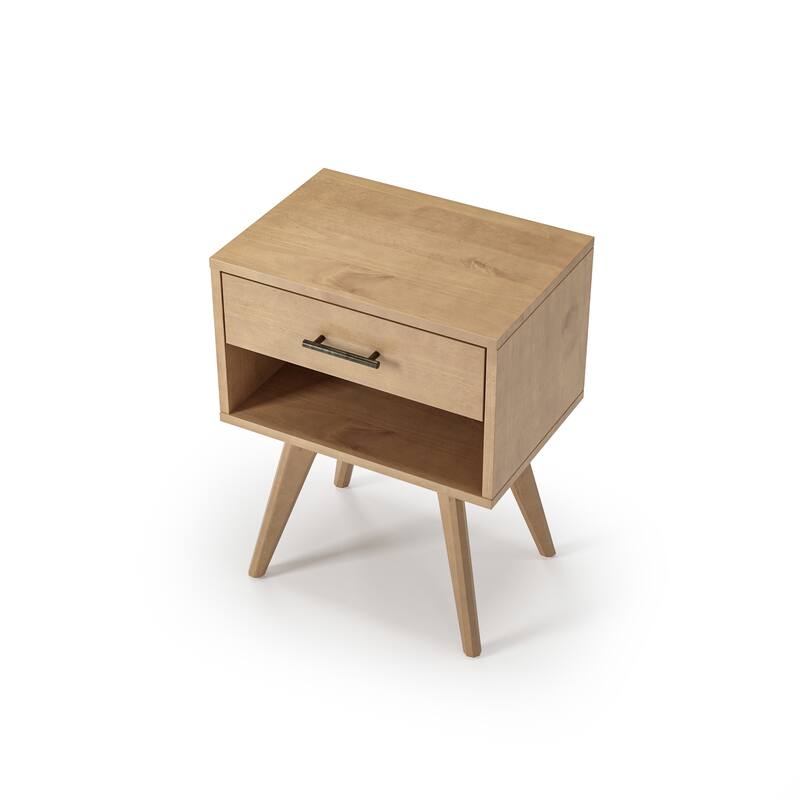 Mid Century Modern One Drawer Nightstand - White Finish