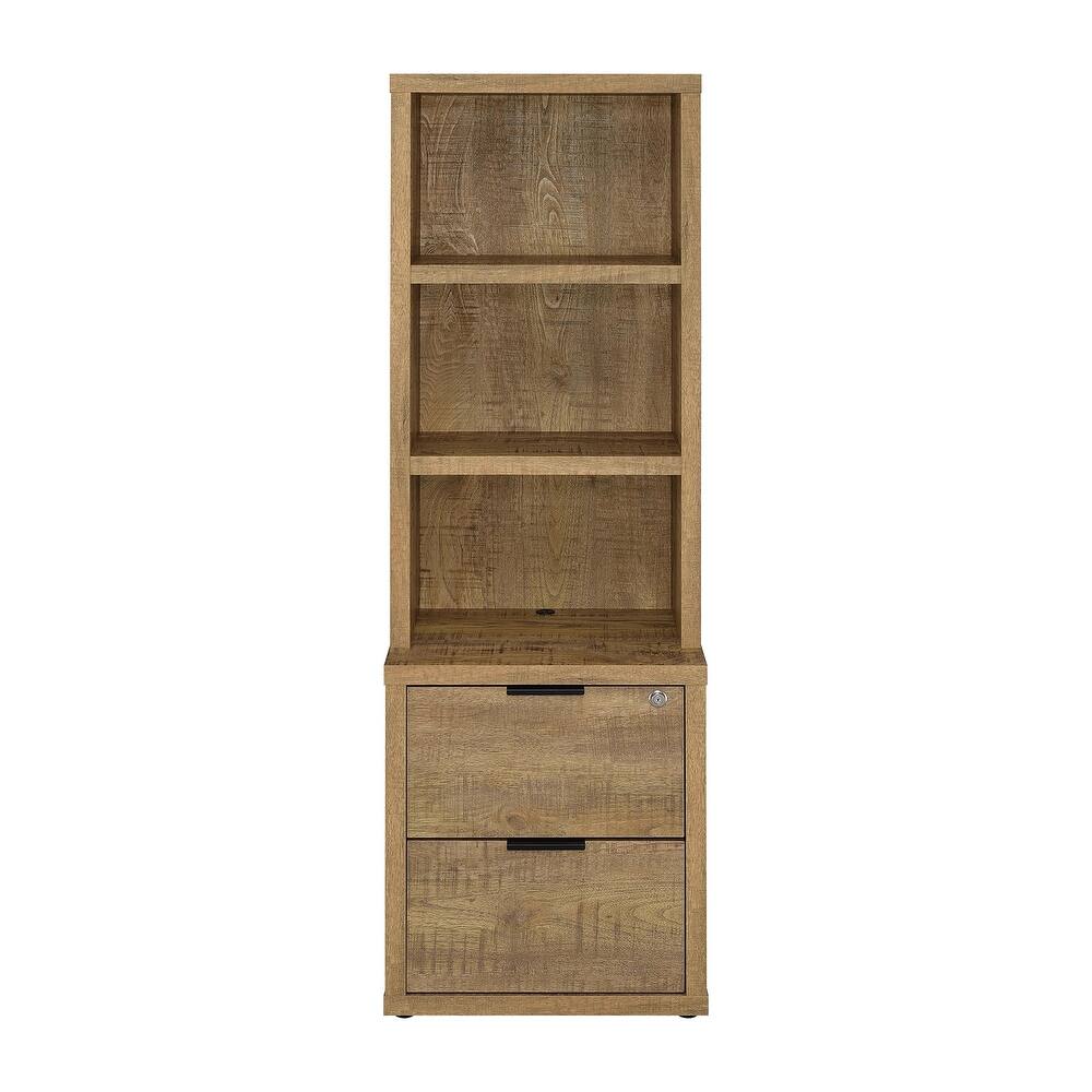 2 Drawers and 3 Open Shelves Wooden Bookcase