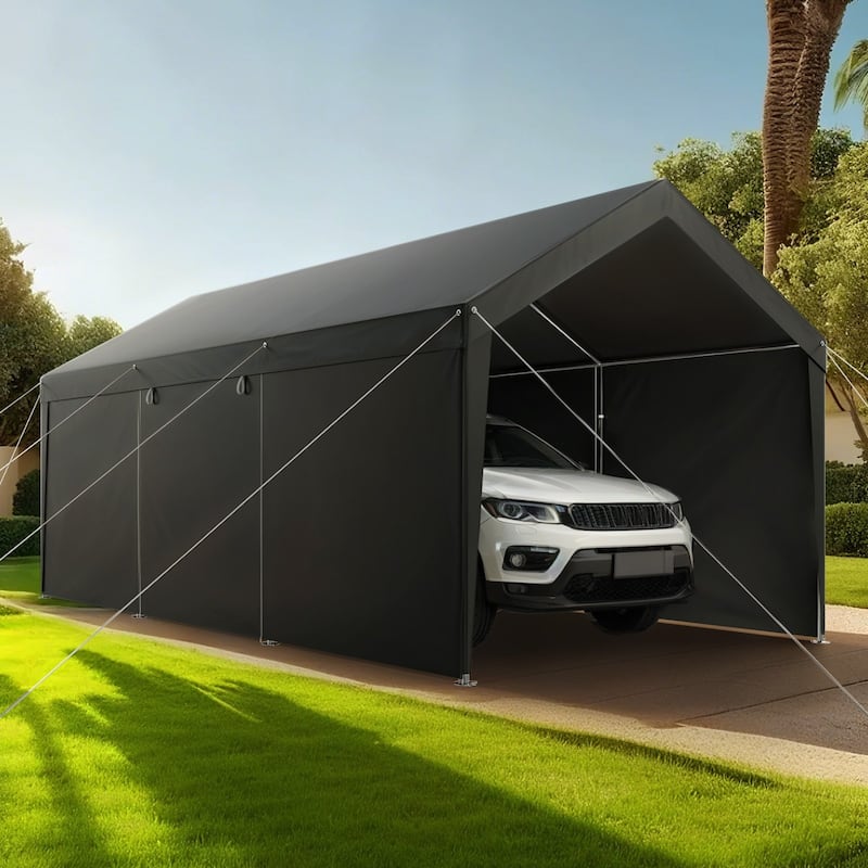 Galvanized Steel Portable Garage with Car Canopy and Sidewalls