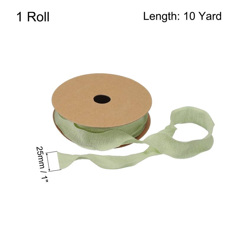 1 Inch 10 Yard Satin Double Ruffle Edge Ribbon Solid Color