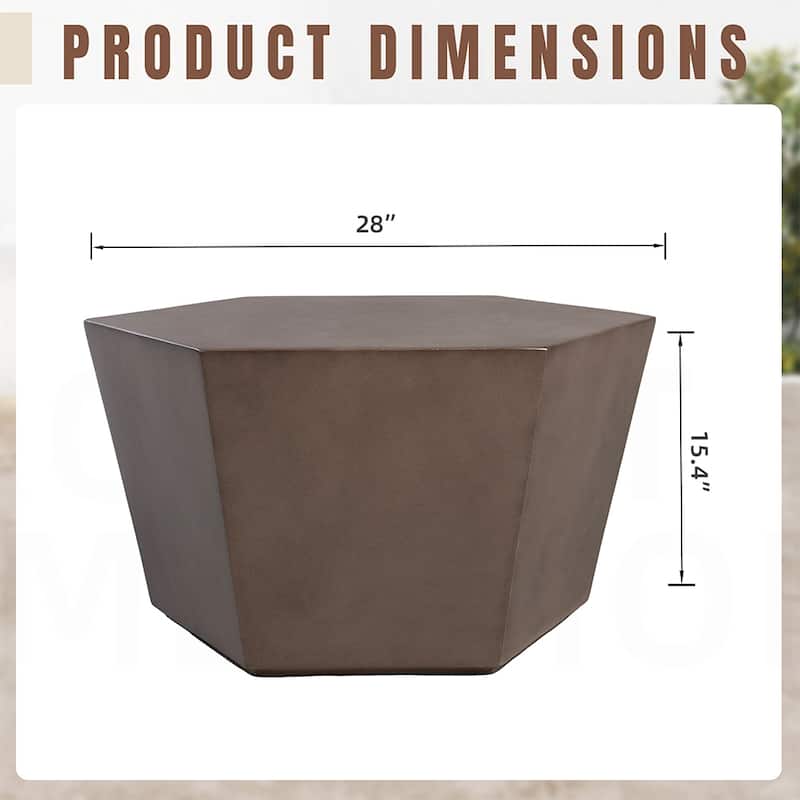 UPHA 28-inch Outdoor Patio Hexagon Magnesium Oxide Furniture Coffee Table