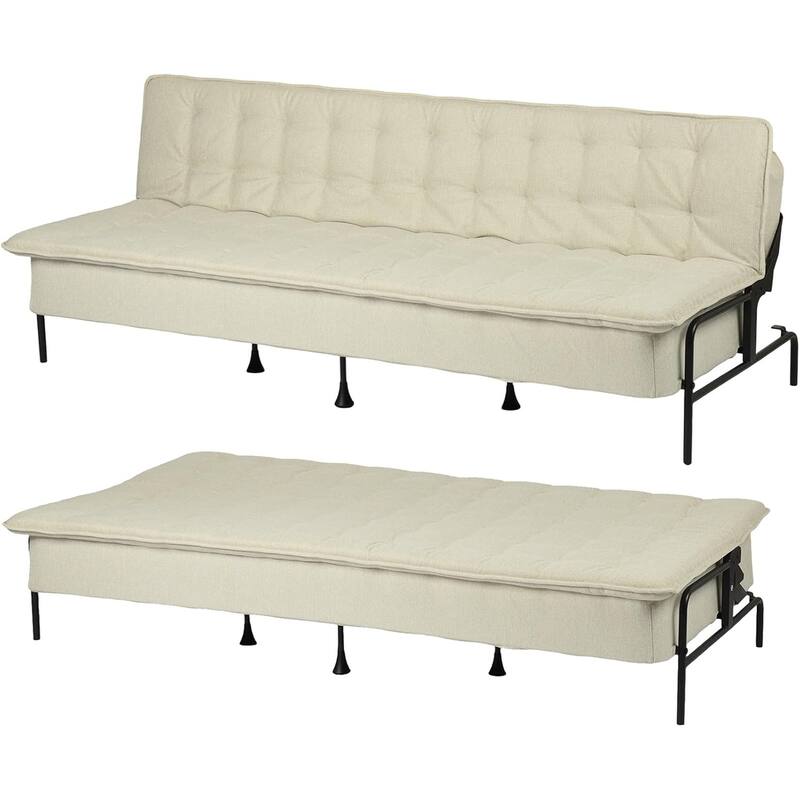 HOMYLIN Convertible Tufted Sofa Bed with Adjustable Back & Metal Frame