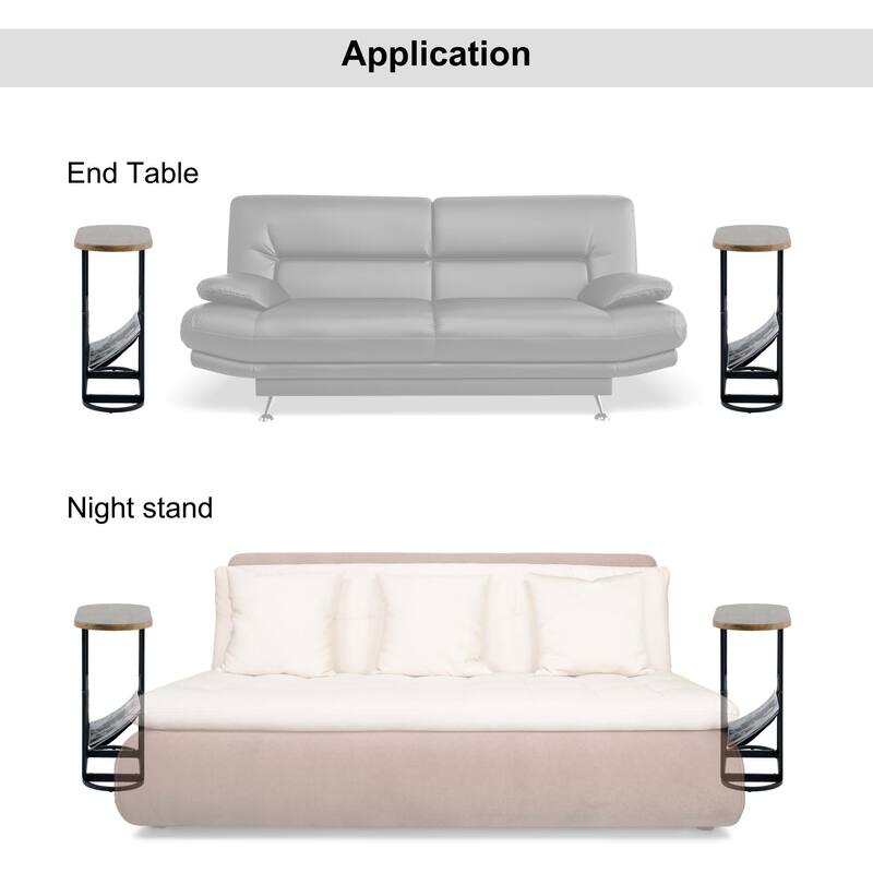 Oval Small Space Nightstand/End Table/Side Tables with Magazines Organizer Storage Space (Set of 2)