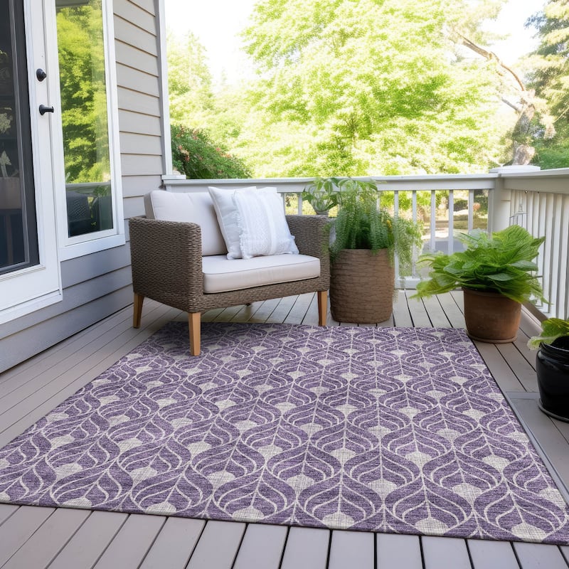 Machine Washable Indoor/ Outdoor Chantille Geo Teardrop Rug - Purple - 2'6" x 3'10"