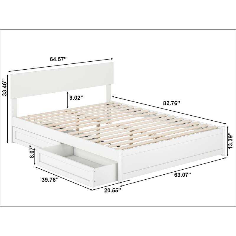 Wesley Platform Bed with Panel Footboard and Storage Drawers