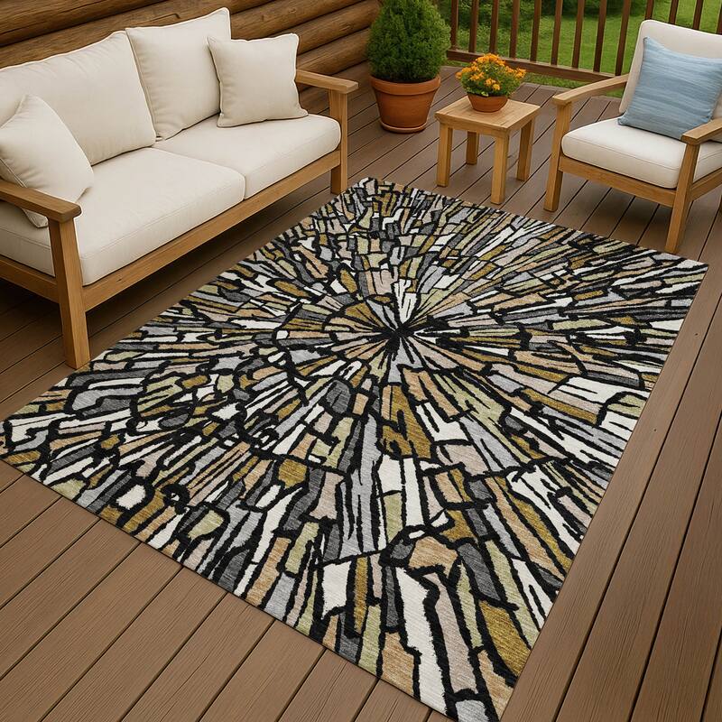 Machine Washable Indoor/ Outdoor Modern Zip Chantille Rug