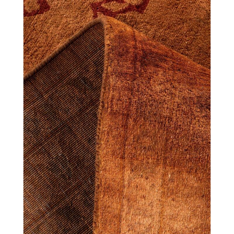 Overton Hand Knotted Wool Vintage Inspired Modern Contemporary Overdyed Brown Area Rug - 9' 3" x 12' 3"