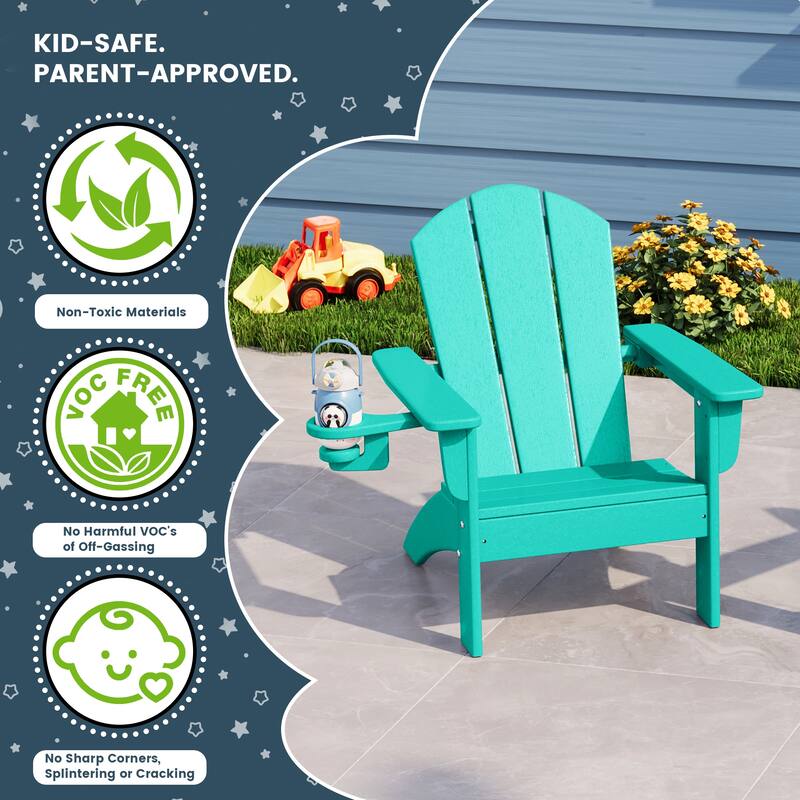 Laguna Kids Outdoor Poly Adirondack Chair with Side Table 3-Piece Set