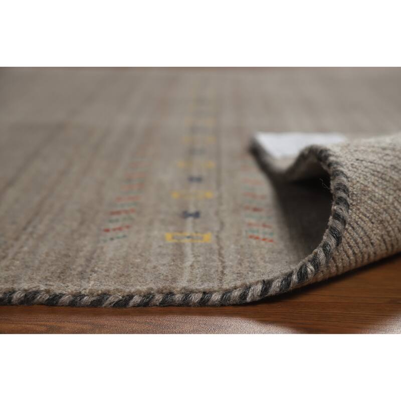Hand Knotted Oriental 100% Wool Carpet Tribal Animal Pictorial Greys & Charcoal Gabbeh Area Rug - 7' 9'' X 5' 0''