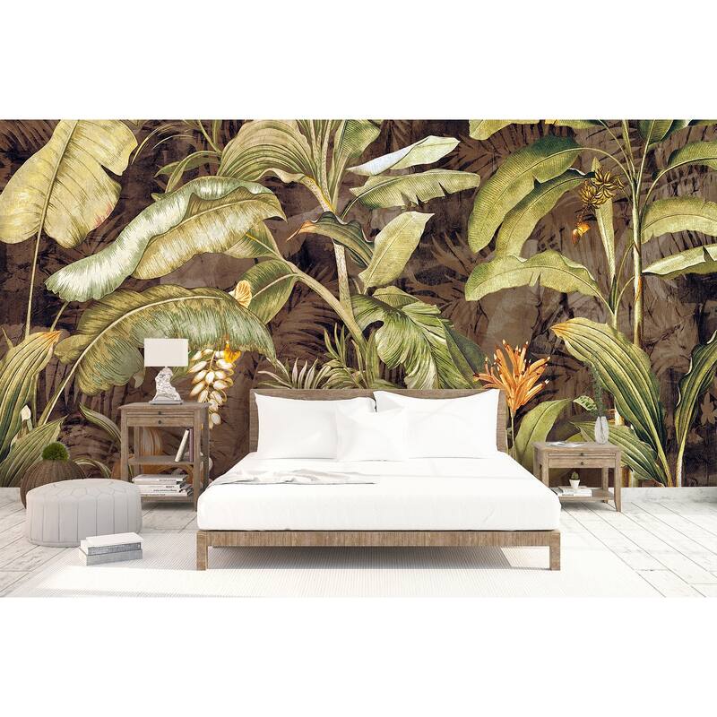 GK Wall Design Retro Tropical Banana Leaves Removable Wallpaper
