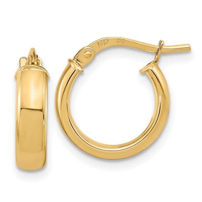 Curata 14k Yellow Gold Polished 14x3.7mm Classic Hoop Earrings