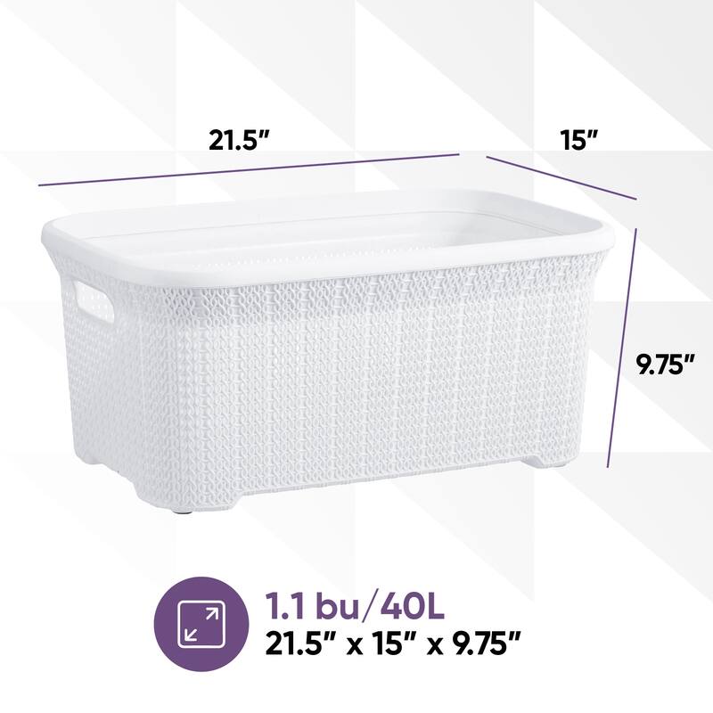 Superio Large Laundry Basket with Carry Handles - Capacity: 50l