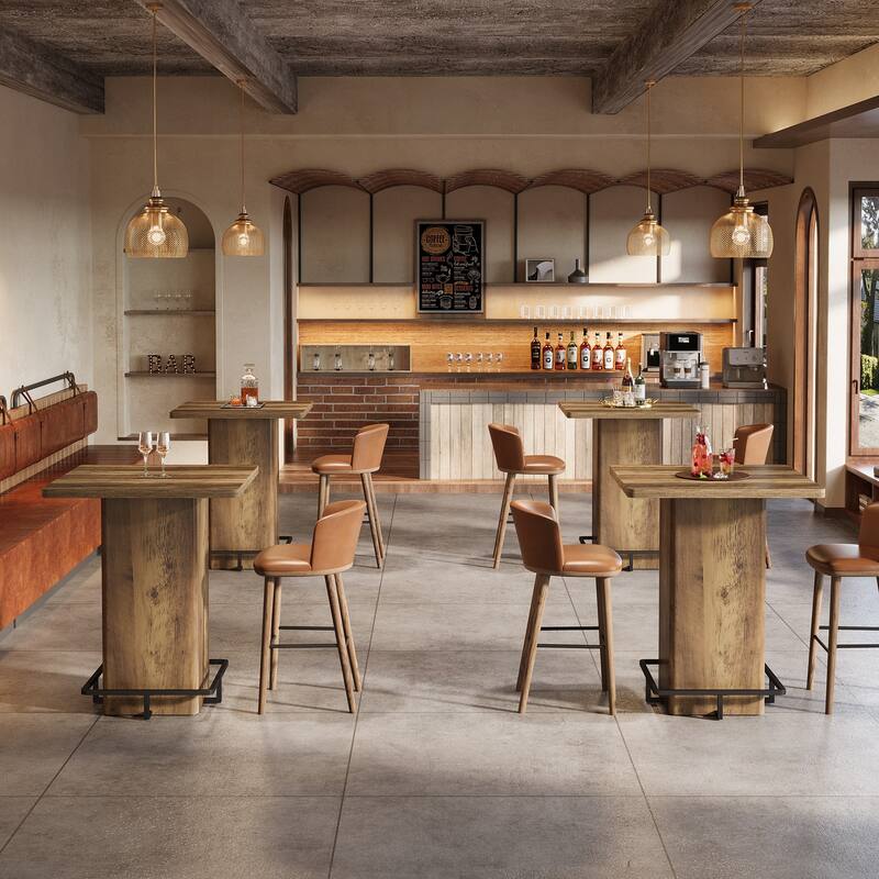 High Wood Bar Table, Bistro Pub Table, Dining Coffee Cocktail Living Room Accent Pub Desk