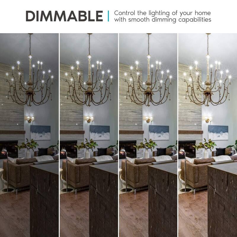 Luxrite 4W Vintage Candelabra LED Bulbs Dimmable, 400 Lumens, 40W Equivalent, Clear Glass, E12 Base (6 Pack)