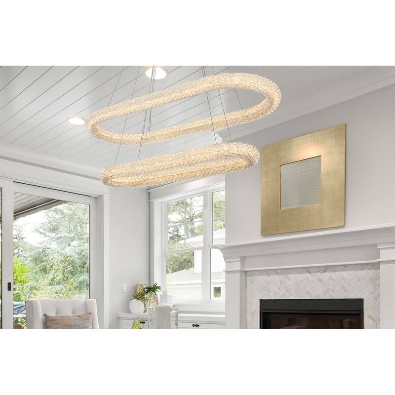 Elegant Lighting 3800G42L2 Bowen 42" Wide LED Crystal Ring Chandelier