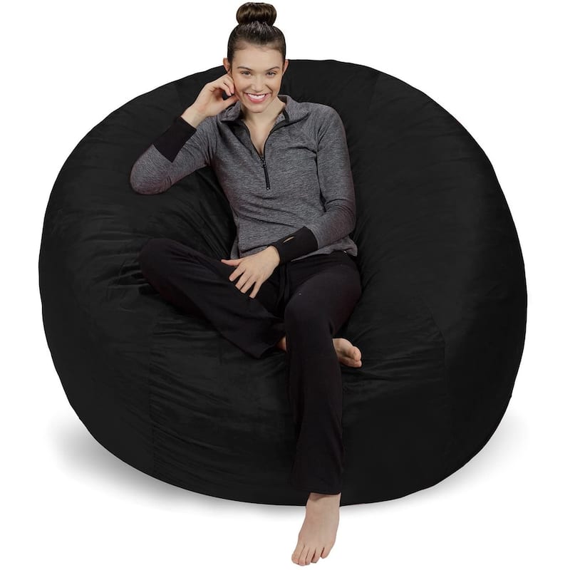 6-foot Memory Foam Bean Bag Chair - Black