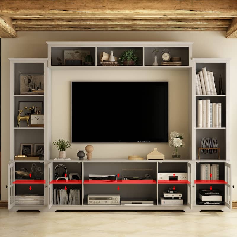 Large Modern Wood Entrainment Centers in White TV Stand Wall Cabinet