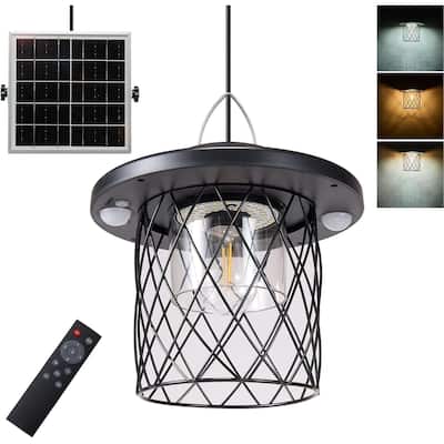 Led solar lights black pendant lamp ‎plastic, metal Patio light