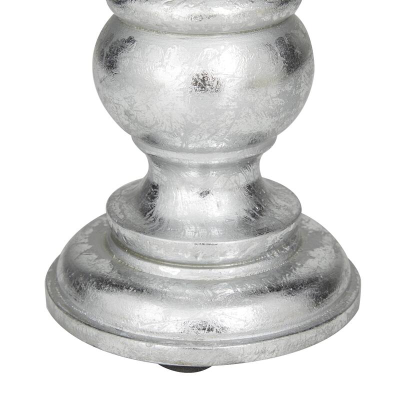 Mango Wood Turned Style Pillar Candle Holder (Set of 3) - White, Brown, Gold, Black, Light Blue, Cream, Silver