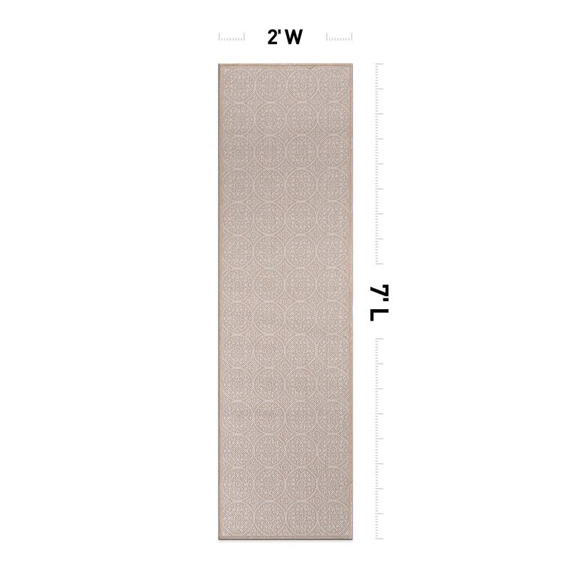 World Rug Gallery Transitional Floral Circles Textured Flat Weave Indoor/Outdoor Area Rug