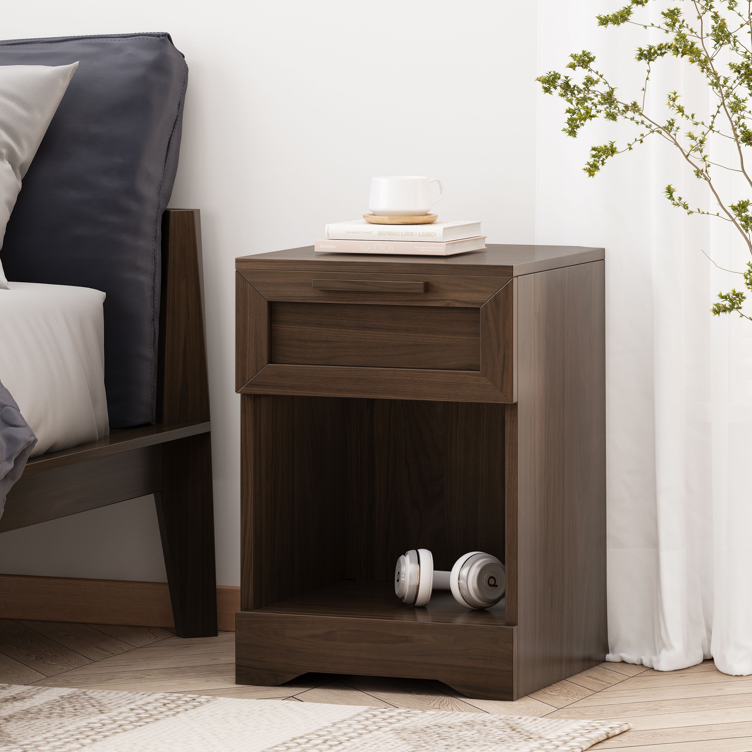 Nightstand Side Table End Table with Storage Drawer for Bedroom Rustic Bedside Table Display Stand Sofa Side Table Walnut Bed Bath Beyond 41527192