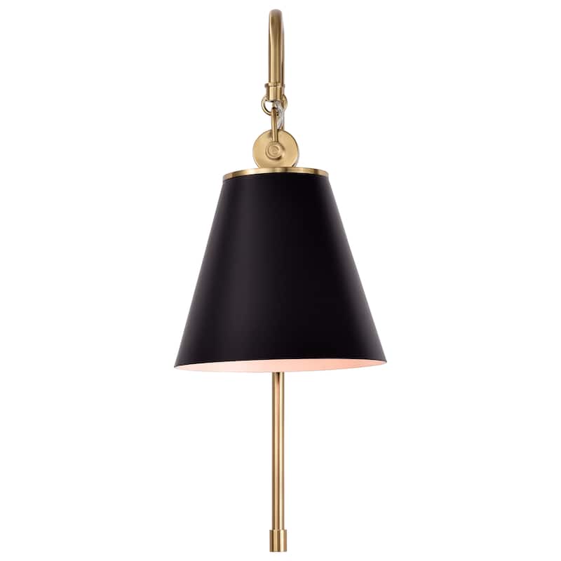 Dover 1 Light Wall Sconce Black with Vintage Brass