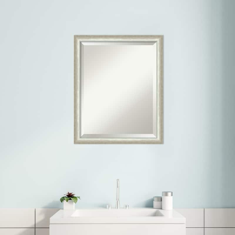 Two Tone Beveled Wood Framed Bathroom Vanity Wall Mirror