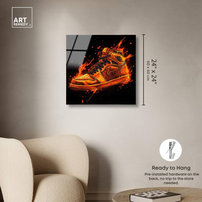 Jumpman on Fire I Acrylic by Art Remedy, Ready to Hang