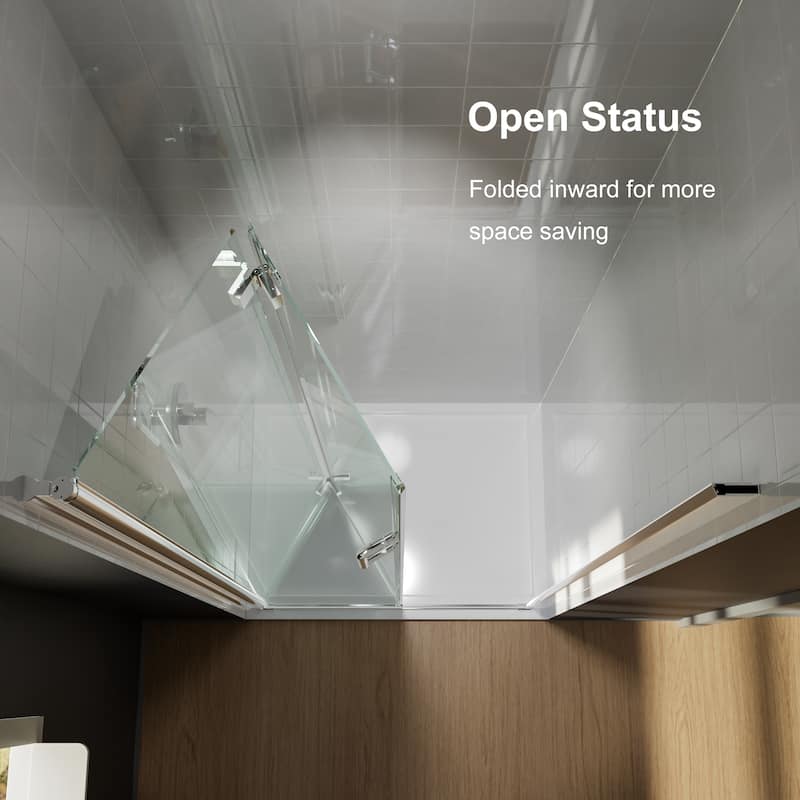 Bifold Semi-Frameless Shower Door with Clear Glass