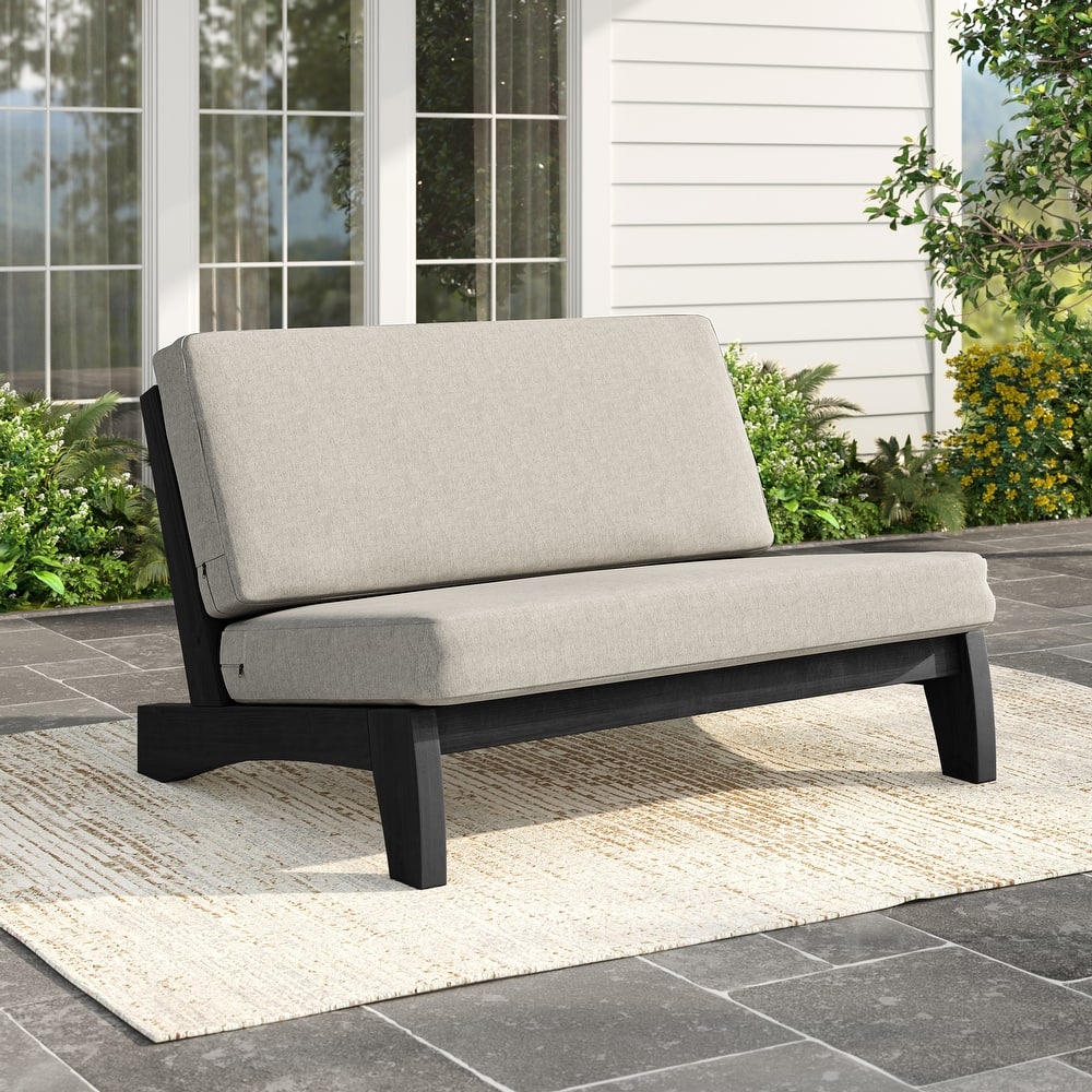 Patio Teak Wood Outdoor Loveseat with Cushion