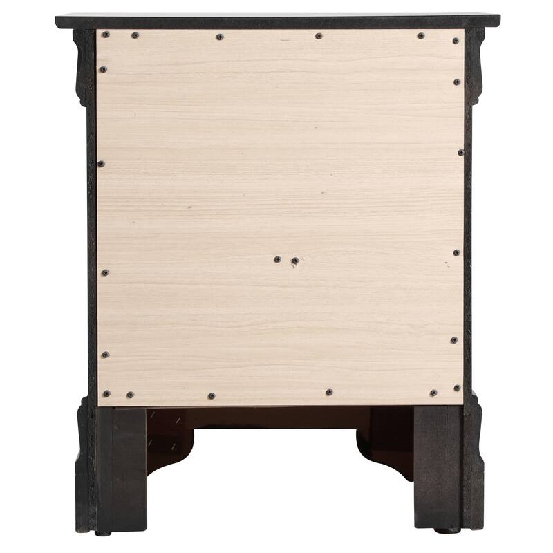 Elegant Black Nightstand with Two Drawers for Organized Storage