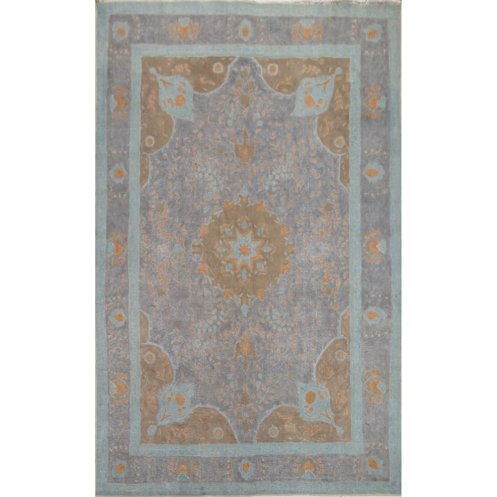 Hand Knotted Oriental 100% Wool Carpet Traditional Floral Greys & Charcoal Tabriz Area Rug - 9' 5'' X 6' 4''