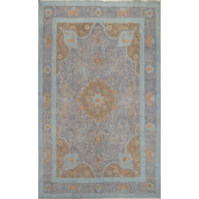 Hand Knotted Oriental 100% Wool Carpet Traditional Floral Greys & Charcoal Tabriz Area Rug - 9' 5'' X 6' 4''