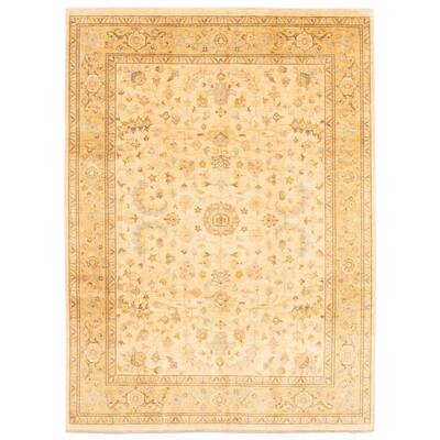 ECARPETGALLERY Hand-knotted Peshawar Oushak Ivory Wool Rug - 9'1 x 12'4